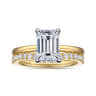 Austria - 14K White-Yellow Gold Hidden Halo Emerald Cut Diamond Engagement Ring - 0.08 ct