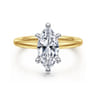Cari - 14K White-Yellow Gold Hidden Halo Marquise Shape Diamond Engagement Ring - 0.06 ct