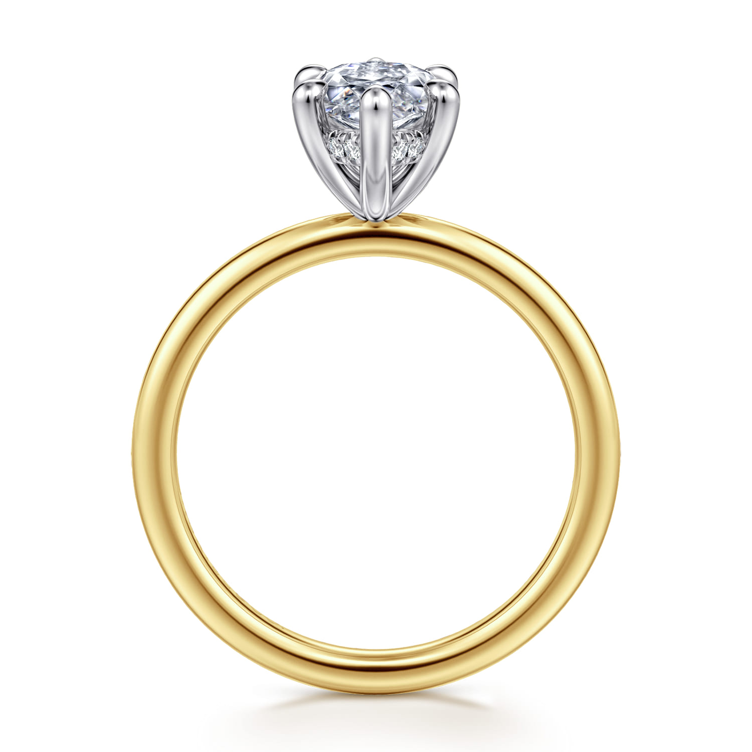 Cari - 14K White-Yellow Gold Hidden Halo Marquise Shape Diamond Engagement Ring - 0.06 ct - Shot 2