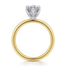 Cari - 14K White-Yellow Gold Hidden Halo Marquise Shape Diamond Engagement Ring - 0.06 ct