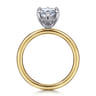 Cari - 14K White-Yellow Gold 6 Prong Hidden Halo Marquise Shape Diamond Engagement Ring - 0.07 ct