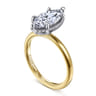 Cari - 14K White-Yellow Gold 6 Prong Hidden Halo Marquise Shape Diamond Engagement Ring - 0.07 ct