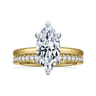Cari - 14K White-Yellow Gold 6 Prong Hidden Halo Marquise Shape Diamond Engagement Ring - 0.07 ct