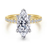 Adela - 14K Yellow-White Gold Marquise Shape Hidden Halo Diamond Engagement Ring - 0.42 ct