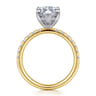 Adela - 14K Yellow-White Gold Marquise Shape Hidden Halo Diamond Engagement Ring - 0.42 ct