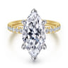 Adela - 14K White-Yellow Gold Marquise Shape Hidden Halo Diamond Engagement Ring - 0.4 ct
