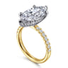 Adela - 14K White-Yellow Gold Marquise Shape Hidden Halo Diamond Engagement Ring - 0.4 ct