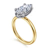 Peace - 14K Yellow-White Gold Marquise Shape Hidden Halo Diamond Engagement Ring - 0.08 ct