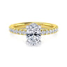 Alina - 14K White-Yellow Gold Oval Diamond Engagement Ring - 0.58 ct