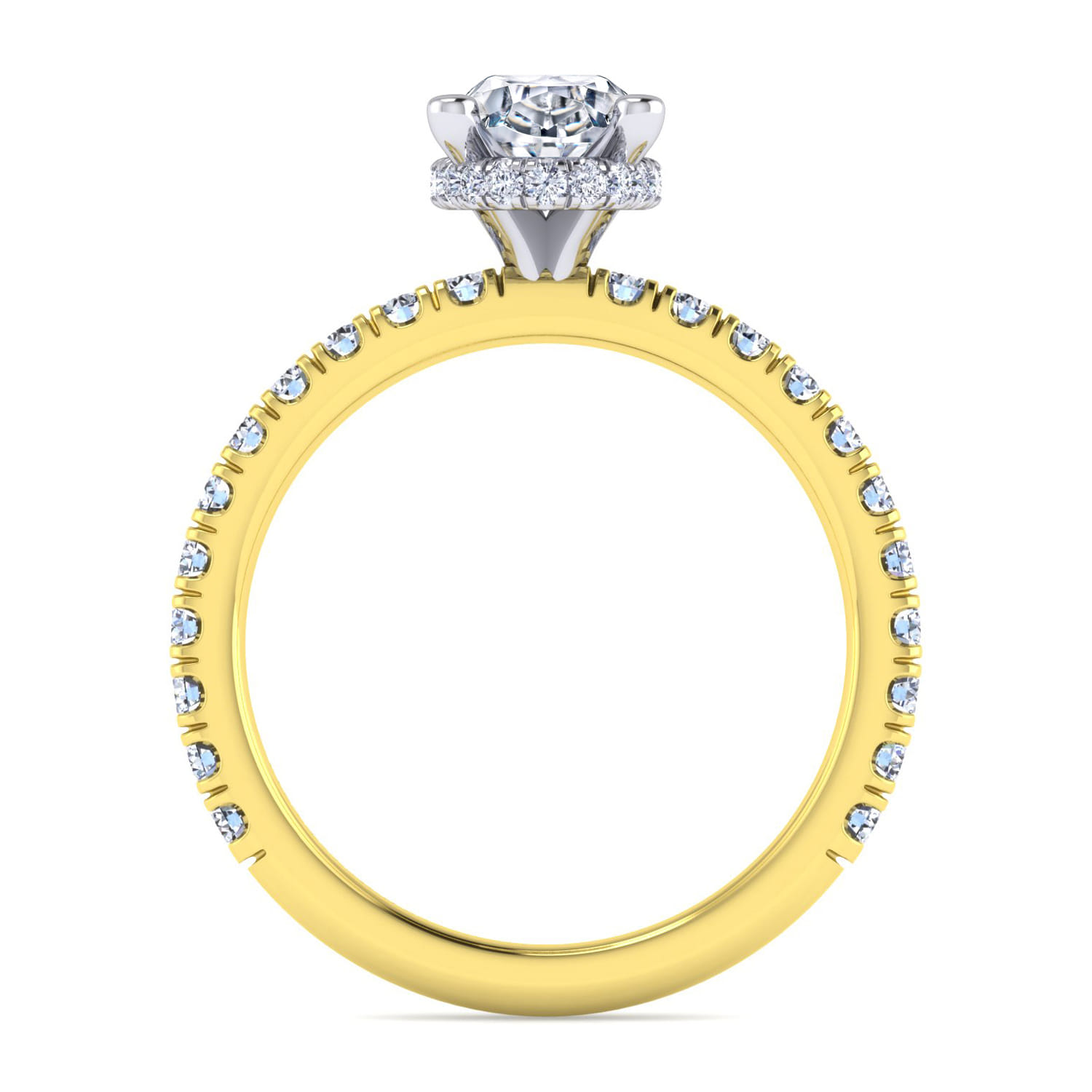 Alina - 14K White-Yellow Gold Oval Diamond Engagement Ring - 0.58 ct - Shot 2