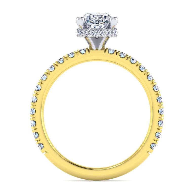 Alina - 14K White-Yellow Gold Oval Diamond Engagement Ring - 0.58 ct - Shot 2