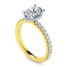 Alina - 14K White-Yellow Gold Oval Diamond Engagement Ring - 0.58 ct