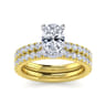 Alina - 14K White-Yellow Gold Oval Diamond Engagement Ring - 0.58 ct
