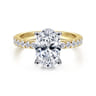 Alina - 14K White-Yellow Gold Oval Diamond Engagement Ring - 0.7 ct