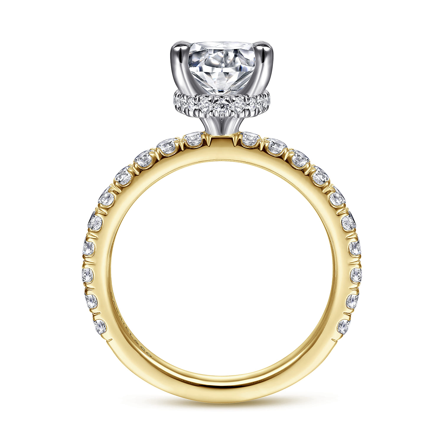 Alina - 14K White-Yellow Gold Oval Diamond Engagement Ring - 0.7 ct - Shot 2