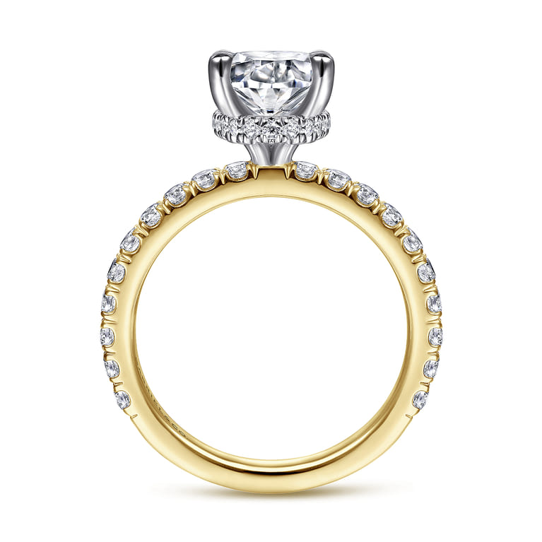 Alina - 14K White-Yellow Gold Oval Diamond Engagement Ring - 0.7 ct - Shot 2
