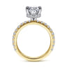Alina - 14K White-Yellow Gold Oval Diamond Engagement Ring - 0.7 ct