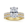 Alina - 14K White-Yellow Gold Oval Diamond Engagement Ring - 0.7 ct