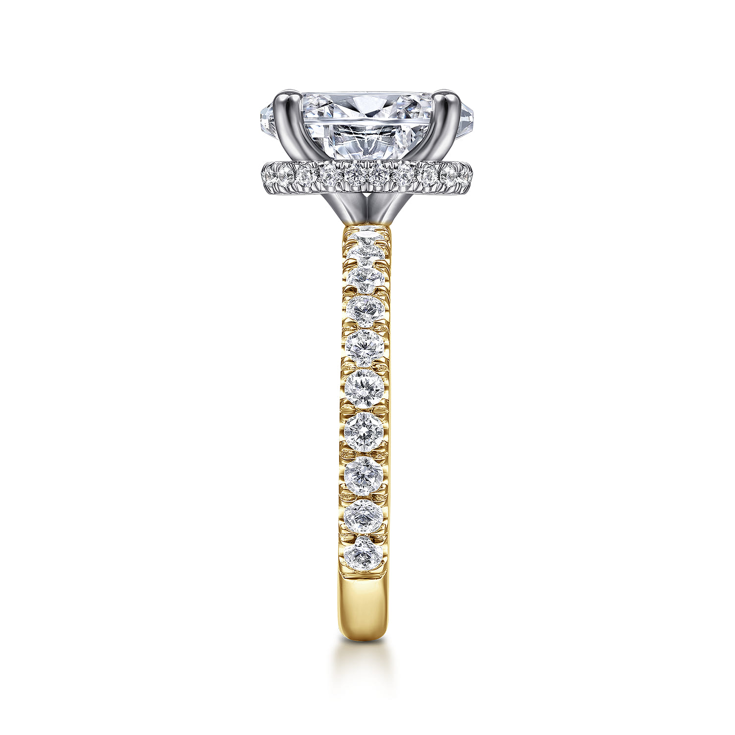 Alina - 14K White-Yellow Gold Oval Diamond Engagement Ring - 0.7 ct - Shot 5