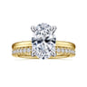 Cari - 14K White-Yellow Gold Hidden Halo Oval Diamond Engagement Ring - 0.08 ct