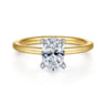 Cari - 14K White-Yellow Gold Hidden Halo Oval Diamond Engagement Ring - 0.05 ct