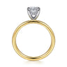 Cari - 14K White-Yellow Gold Hidden Halo Oval Diamond Engagement Ring - 0.05 ct