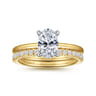 Cari - 14K White-Yellow Gold Hidden Halo Oval Diamond Engagement Ring - 0.05 ct