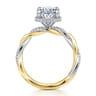 Ama - 14K White-Yellow Gold Oval Halo Diamond Engagement Ring - 0.3 ct