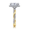 Ama - 14K White-Yellow Gold Oval Halo Diamond Engagement Ring - 0.3 ct