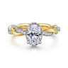 Ama - 14K White-Yellow Gold Oval Halo Diamond Engagement Ring - 0.24 ct