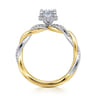 Ama - 14K White-Yellow Gold Oval Halo Diamond Engagement Ring - 0.24 ct
