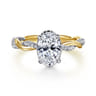 Ama - 14K Gold Oval Halo Diamond Engagement Ring-White Gold Head and Yellow Gold Shank with White Rhodium - 0.25 ct