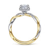 Ama - 14K Gold Oval Halo Diamond Engagement Ring-White Gold Head and Yellow Gold Shank with White Rhodium - 0.25 ct