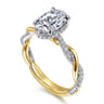 Ama - 14K Gold Oval Halo Diamond Engagement Ring-White Gold Head and Yellow Gold Shank with White Rhodium - 0.25 ct