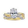 Ama - 14K Gold Oval Halo Diamond Engagement Ring-White Gold Head and Yellow Gold Shank with White Rhodium - 0.25 ct