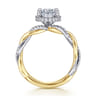 Ama - 14K White-Yellow Gold Oval Halo Diamond Engagement Ring - 0.28 ct