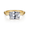 Sandi - 14K White-Yellow Gold East West Oval Diamond Engagement Ring - 0.12 ct