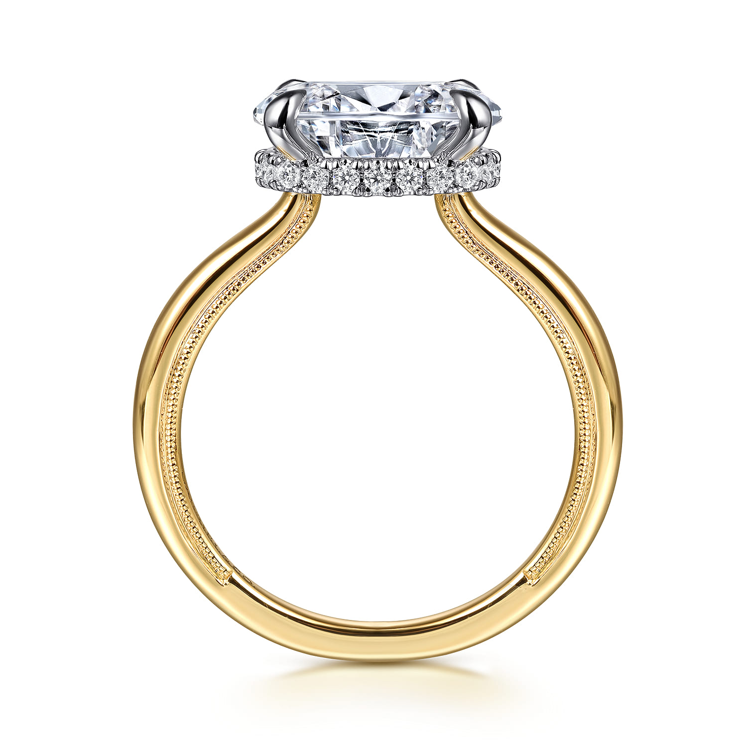 Sandi - 14K White-Yellow Gold East West Oval Diamond Engagement Ring - 0.12 ct - Shot 2