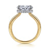 Sandi - 14K White-Yellow Gold East West Oval Diamond Engagement Ring - 0.12 ct