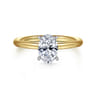 Anuk - 14K White-Yellow Gold Oval Hidden Halo Diamond Engagement Ring - 0.05 ct