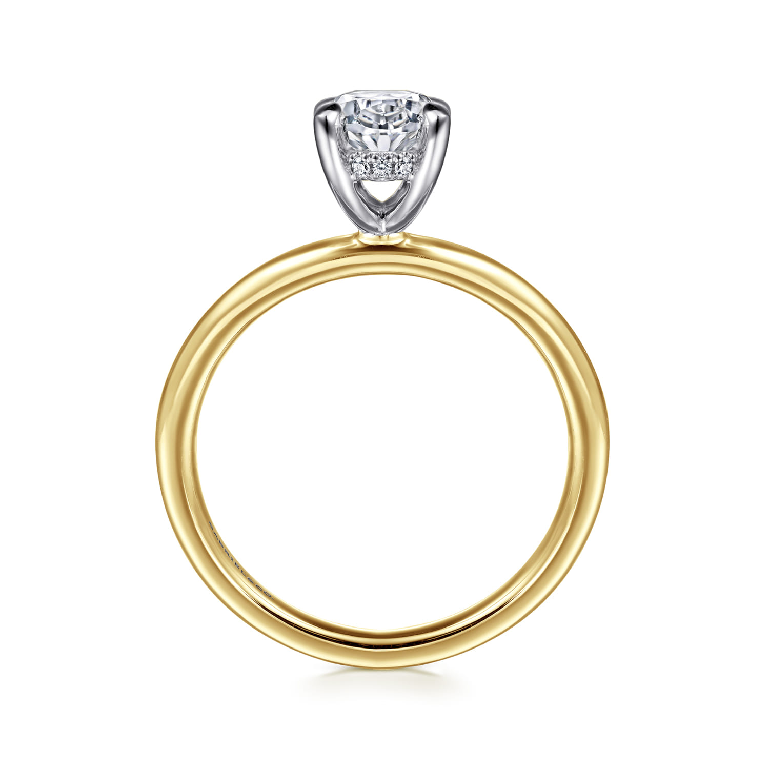 Anuk - 14K White-Yellow Gold Oval Hidden Halo Diamond Engagement Ring - 0.05 ct - Shot 2