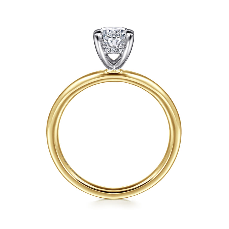 Anuk - 14K White-Yellow Gold Oval Hidden Halo Diamond Engagement Ring - 0.05 ct - Shot 2