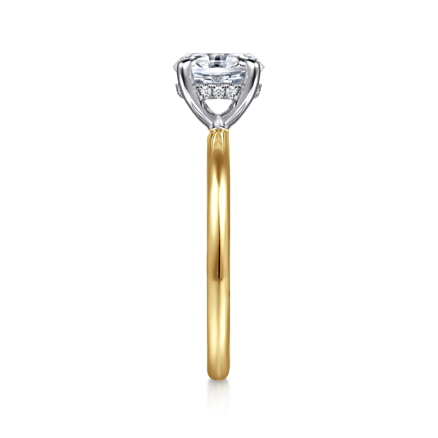 Anuk - 14K White-Yellow Gold Oval Hidden Halo Diamond Engagement Ring - 0.05 ct - Shot 4