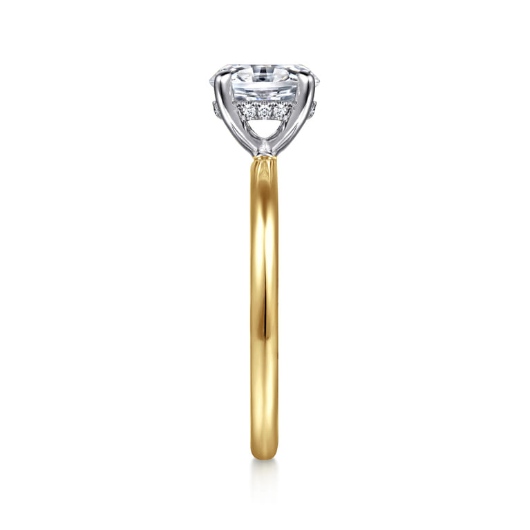 Anuk - 14K White-Yellow Gold Oval Hidden Halo Diamond Engagement Ring - 0.05 ct - Shot 4