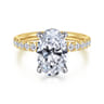 Adela - 14K Yellow-White Gold EOval Hidden Halo Diamond Engagement Ring - 0.43 ct