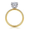 Adela - 14K Yellow-White Gold EOval Hidden Halo Diamond Engagement Ring - 0.43 ct
