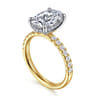 Adela - 14K Yellow-White Gold EOval Hidden Halo Diamond Engagement Ring - 0.43 ct