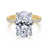 14K White-Yellow Gold Oval Hidden Halo Diamond Engagement Ring - 0.43 ct