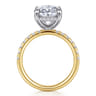 14K White-Yellow Gold Oval Hidden Halo Diamond Engagement Ring - 0.43 ct