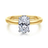 Sandi - 14K White-Yellow Gold Oval Diamond Engagement Ring - 0.11 ct